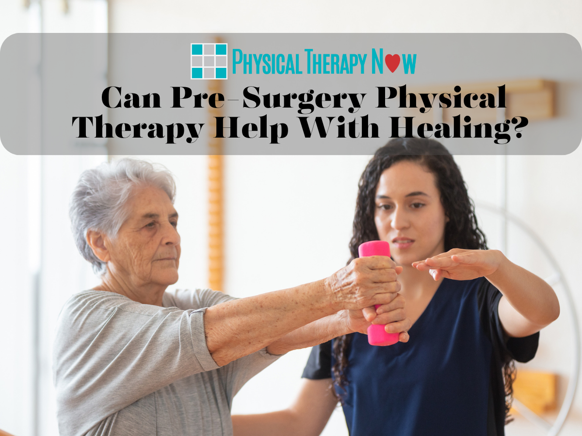 Woman doing pre-surgery physical therapy with a physical therapist